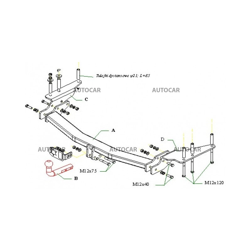 Ťažné zariadenie pre REXTON - - - skrutkový systém - od 2002 do 2006