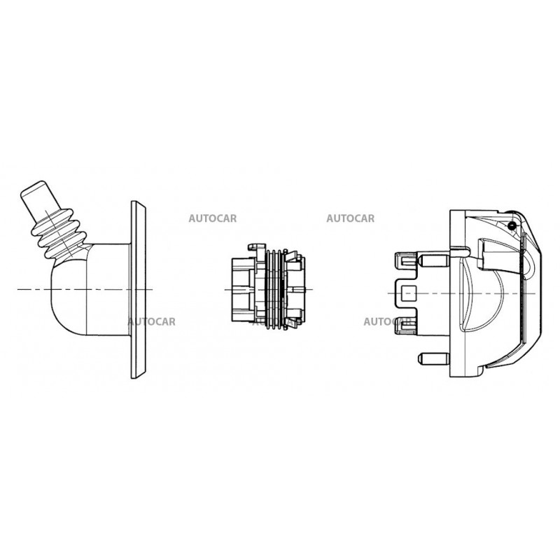 Zásuvka 7 pinová - vodotesná - s bočným vývodom (nastaviteľný)