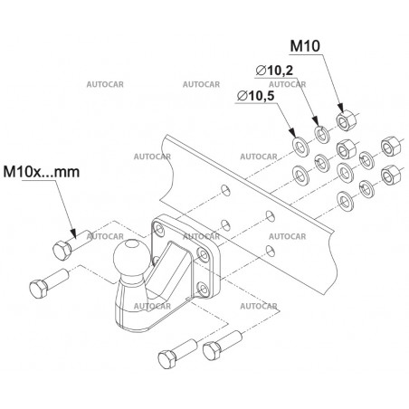 Ťažná guľová spojka KH4-3 - vert. zaťaž. 250 kg