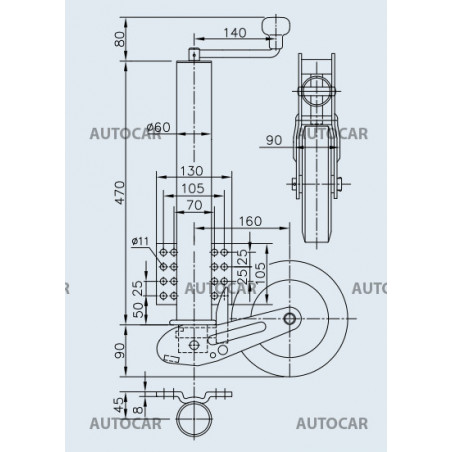 Automaticky sklopné oporné koliesko VK60 - 250 kg