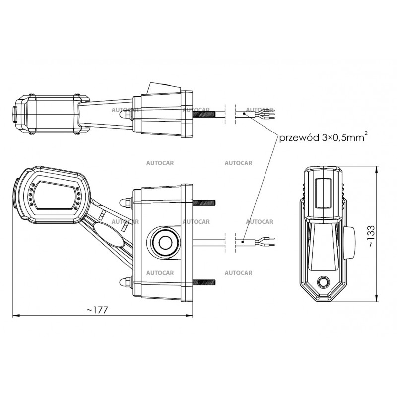 Obrysové svetlo s cúvacím senzorom - pravé krátke