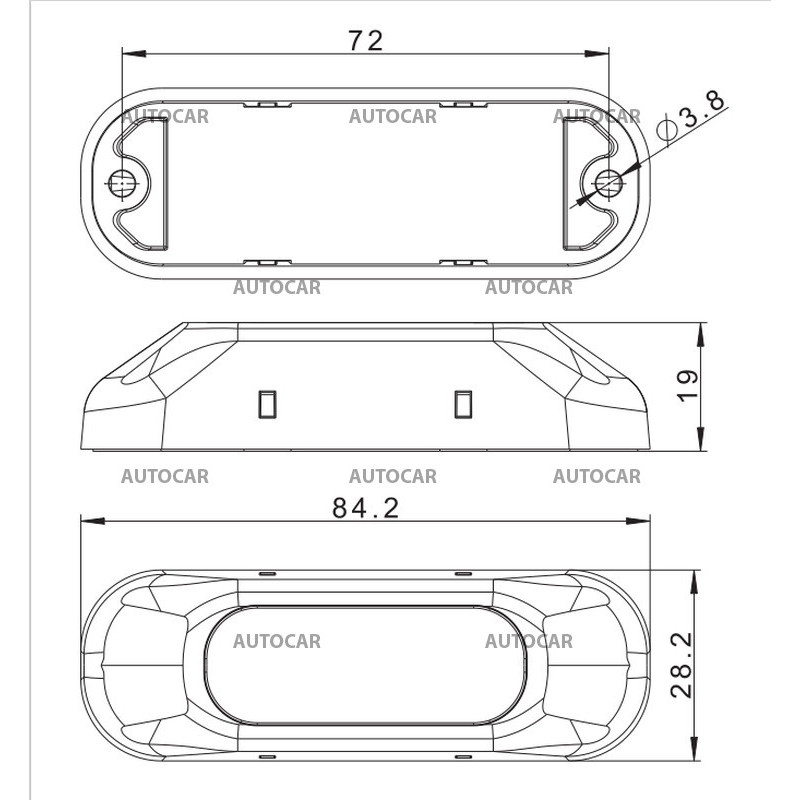 Červené varovné LED svetlo, 12/24V
