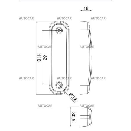 Žlté obrysové LED svetlo 12/30V