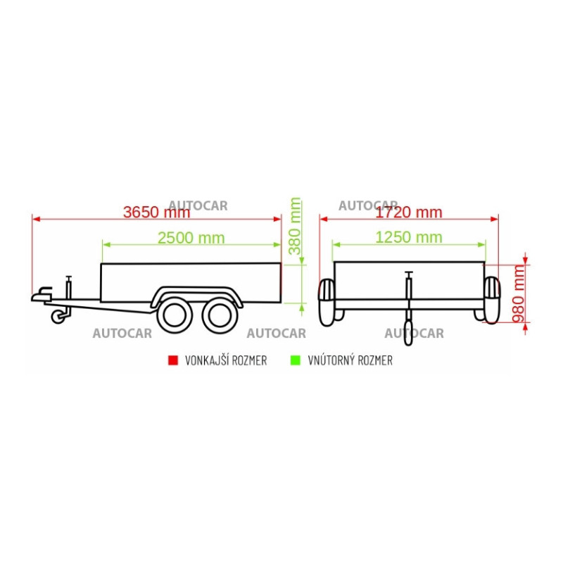 Dvojnápravový nebrzdený prívesný vozík  Majster Kiper