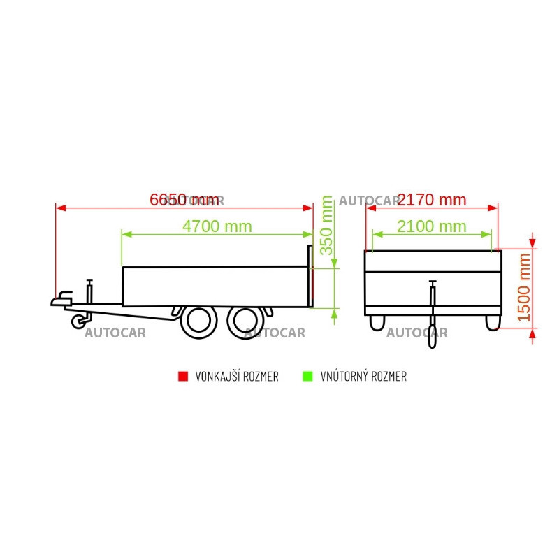 Univerzálny dvojnápravový brzdený sklopný prívesný vozík Jumbo 27.47