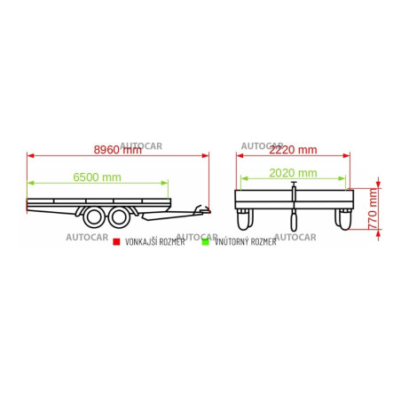 Trojnápravový výklopný brzdený autoprepravník L35G65P ALU