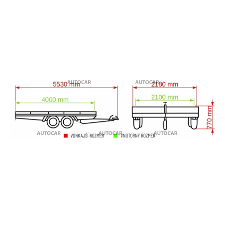 Dvojnápravový brzdený autoprepravník JUPITER 4,0m 3,5t