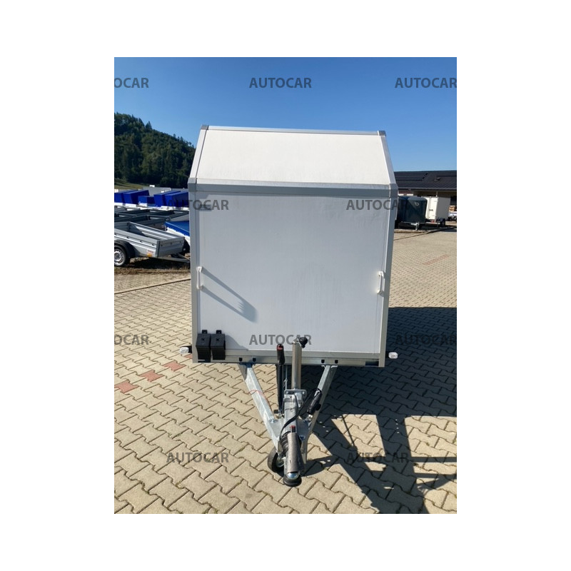 Jednonápravový brzdený skriňový príves (sendvič) F13301518H so skosením