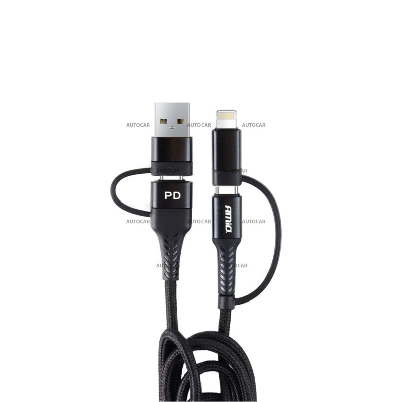 Nabíjací kábel AMIO UC-15 – USB / USB-C na Lightning / USB-C s podporou Power Delivery