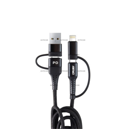 Nabíjací kábel AMIO UC-15 – USB / USB-C na Lightning / USB-C s podporou Power Delivery
