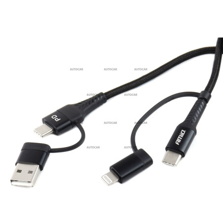 Nabíjací kábel AMIO UC-15 – USB / USB-C na Lightning / USB-C s podporou Power Delivery