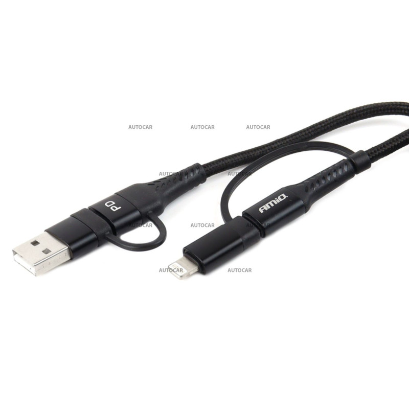Nabíjací kábel AMIO UC-15 – USB / USB-C na Lightning / USB-C s podporou Power Delivery