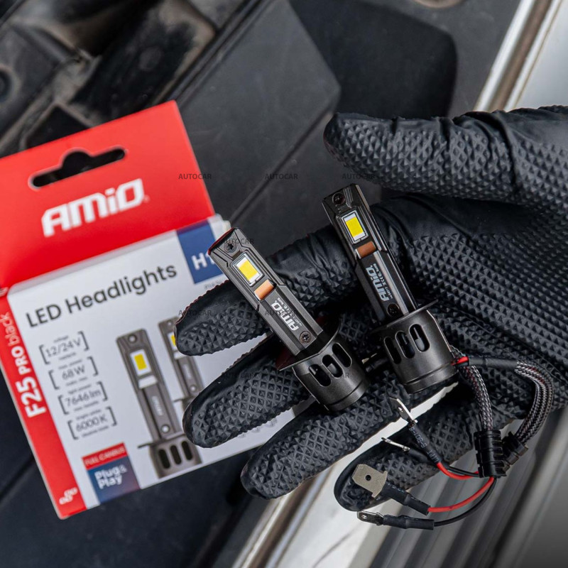 Výkonné LED žiarovky AMIO F25 PRO BLACK H1