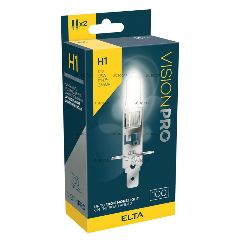 Halogénové žiarovky H1 VISIONPRO +100% – 12V 55W P14,5s