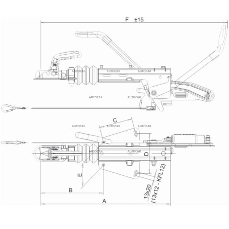 Nájazdová brzda KNOTT KF13-C – 1300 kg