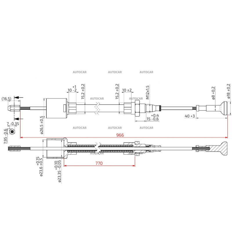Brzdový lanovod AL-KO Profi Longlife 770/966 mm