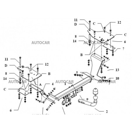 Ťažné zariadenie pre SEDICI - 4WD, 3/5dv - 4x4 - skrutkový systém - od 2006 do 