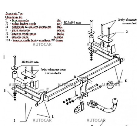Ťažné zariadenie pre A 4 - Combi, Avant, Quattro, ( 8 D2, B5 ) - automatický systém - od 1995/12 do 2001/05 Ťažné zariadenie pre A 4 - Combi, Avant, Quattro, ( 8 D2, B5 ) - automatický systém - od 1995/12 do 2001/05