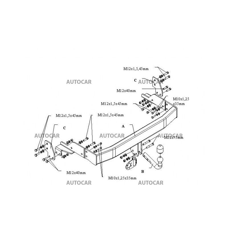 Ťažné zariadenie pre SORENTO - 5dv. (BL) - skrutkový systém - od 2002 do 2006