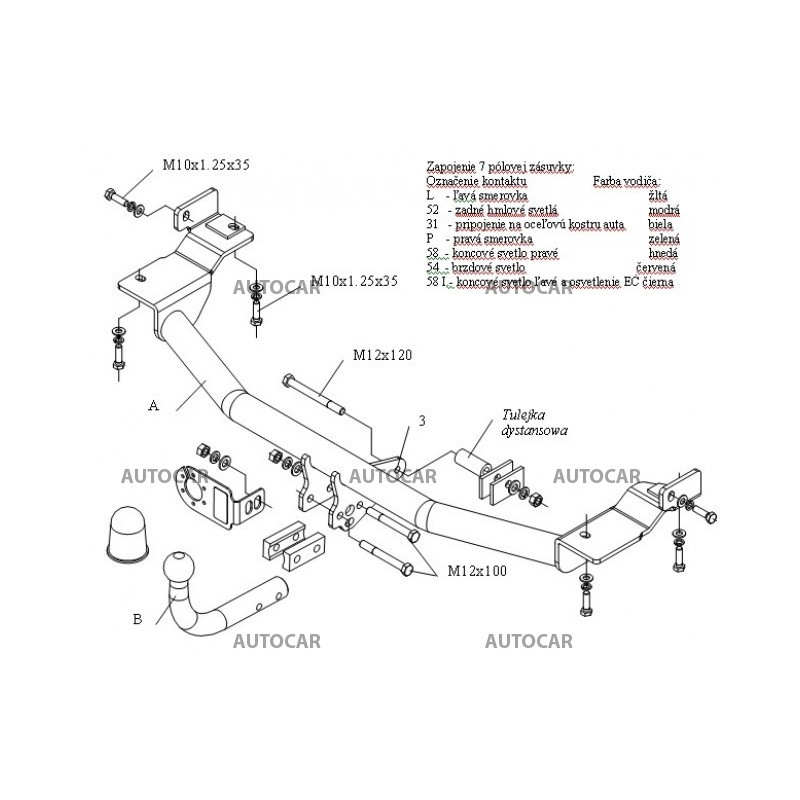 Ťažné zariadenie pre SPACE WAGON - 5dv., VAN ( N 80/ N 90 ) - skrutkový systém - od 1998/10 do 