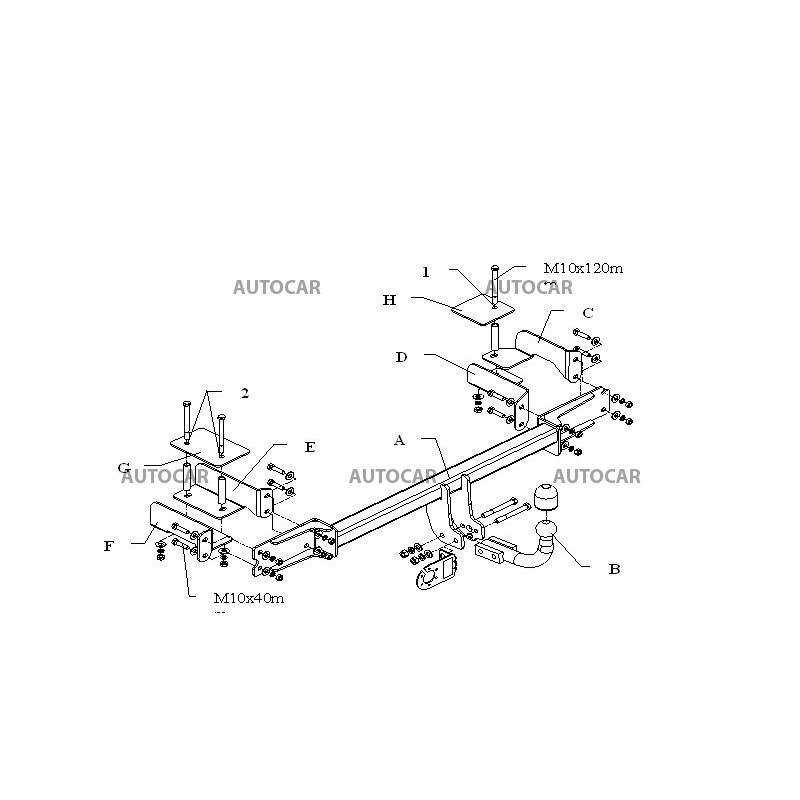 Ťažné zariadenie pre MERIVA - 5 dv - skrutkový systém - od 2003 do 2010/05