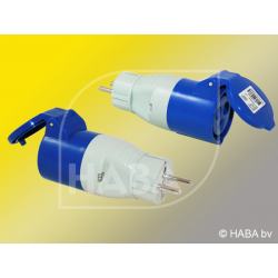 Adaptér krátky s klapkou CEE zástrčka/Schuko zásuvka